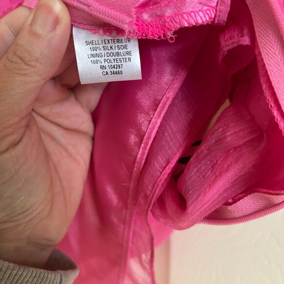 Milly Top Silk Chiffon Pink Bow Keyhole Blouse SZ12 Retro Paris Hilton Glam NWT - Picture 13 of 13